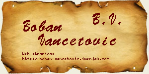 Boban Vančetović vizit kartica